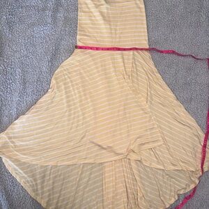 Yellow and White Striped Dress. Medium. Flowy. NWOT.
